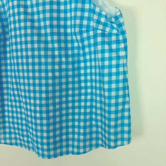 J. Crew Factory High-Neck Swing Top Sleeveless Blue Gingham Size Medium M - Picture 5 of 11